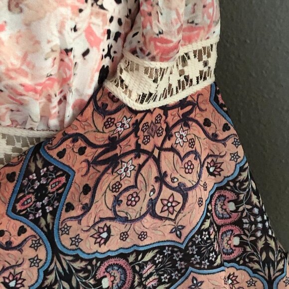 Y2K Vintage Bebe Silk Babydoll Empire Waist Bell Sleeve Blouse - Picture 12 of 15